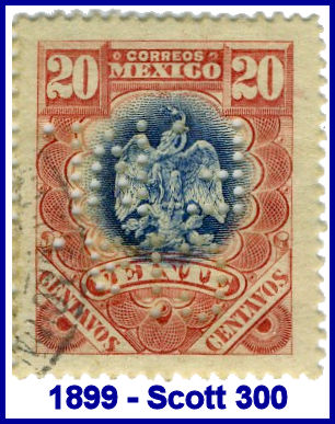 Ferrocarril Mexicano 1899 perfin